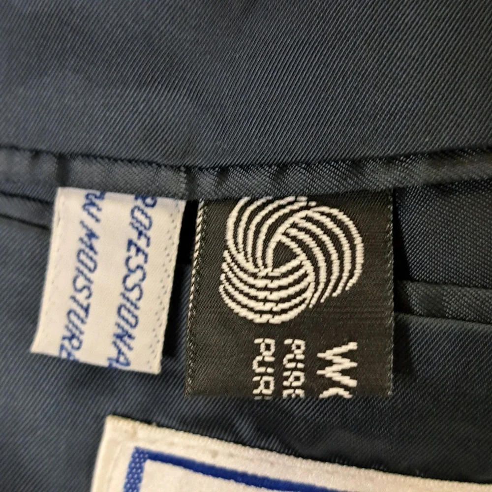 Yves Saint Laurent Mens Blazer 44R Blue Pure Wool Made in France Double Breasted